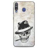 Lopard Samsung Galaxy M30 Uyumlu Kılıf Tattoo's (24) Darbe Emici Kılıf Şapkalı İskelet