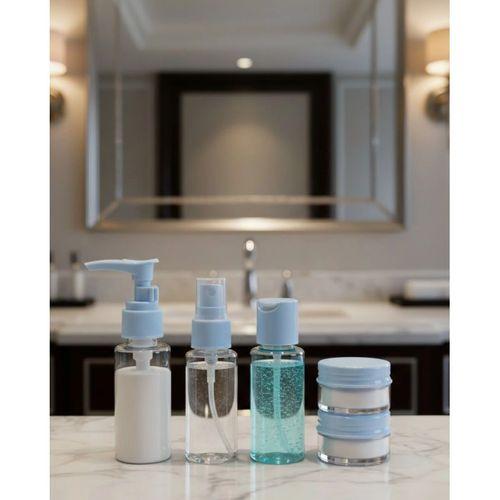 Kompakt 5’li Seyahat Banyo Şişe Takımı Çantalı