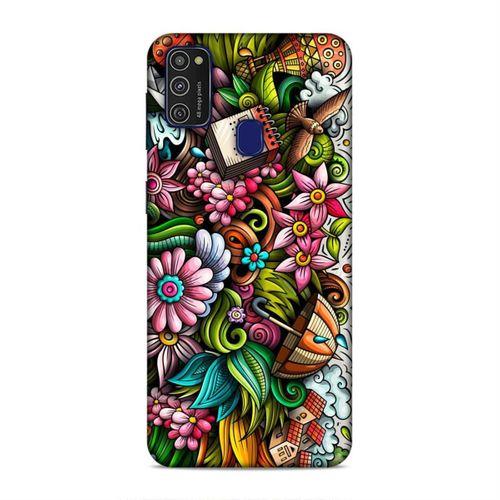 Samsung Galaxy M21 Kılıf Spring Doodle Arka Kapak Silikon Koruma Full Koruyucu