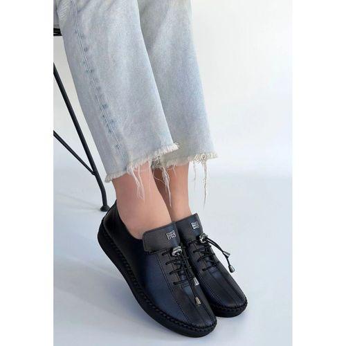 Warte Siyah Deri Bağcıklı Spor Ayakkabı