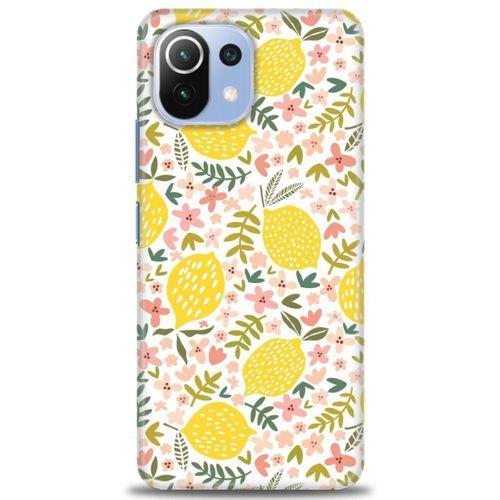 Xiaomi Mi 11 Lite Kılıf HD Baskılı Kılıf - Limon ve Çiçekler + Tam Ekran Koruyucu
