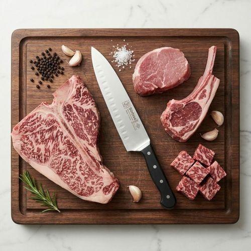 Sürbisa Sürmene 61080 Profesyonel Oluklu Şef Bıçağı 33 cm Paslanmaz Çelik Pimli Saplı Aşçı Bıçağı