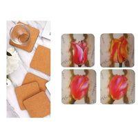 Ahşap Bardak Altlığı 4 Adet Çiçek Desen 9X9Cm