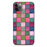 Apple Iphone 11 Pro Max Kılıf Patchwork (35) Fit Design Kılıf Toz Pembe Lacivert