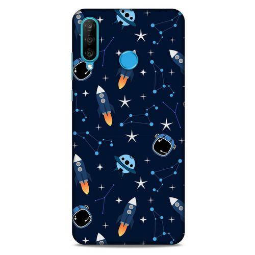 Huawei P30 Lite Uyumlu Kılıf Mavi Delisi (22) Tam Koruma Kılıfı Astronot