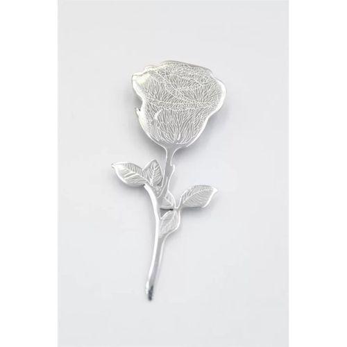 Çelik Gül Broş - Gümüş