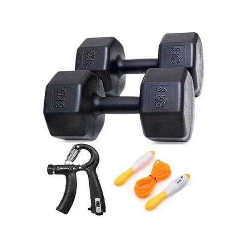 Ps Spor 16 Kg Dambıl Seti + Ayarlanabilir Atlama Ipi Ve El Yayı 8 Kg X 2 Adet Gönderim Yapılır