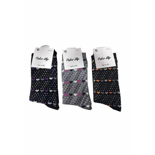 Barış Kalp Desenli Likralı Kadın Soket Çorap Adet