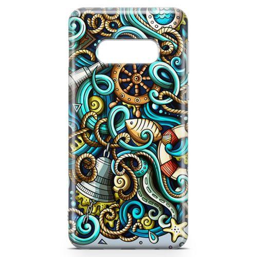 Samsung Galaxy S10e Kılıf Deniz Malzemeleri Doodle Arka Kapak Koruma Desenli Full Koruyucu