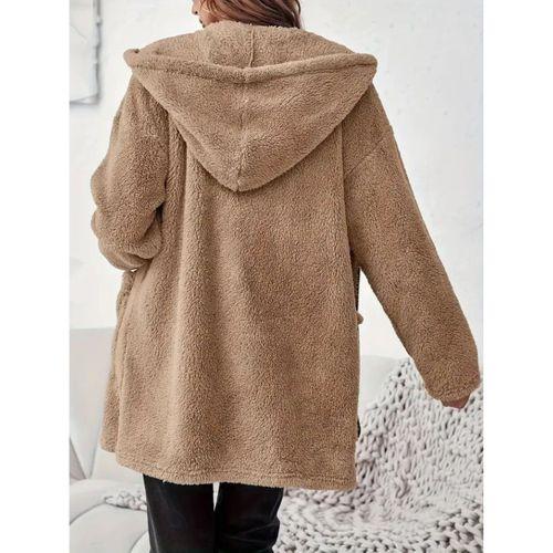 Kadın Uzun Kollu Kapşonlu önden Fermuarlı Cepli Welsoft Ceket