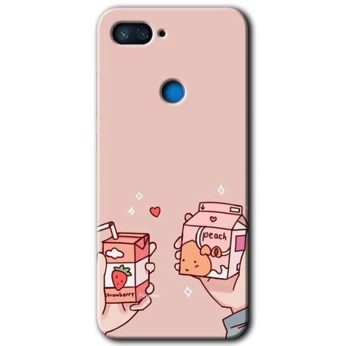 Xiaomi Mi 8 Lite HD Baskılı Kılıf + 9D Tam Ekran Koruyucu - Meyveli Süt