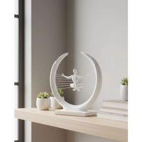 3d Zen Heykeli Beyaz Ay İçinde Meditasyon Figürü Dekoratif Obje