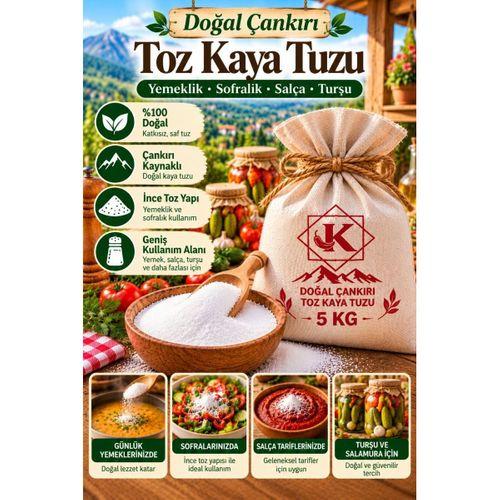 Doğal Çankırı Toz Kaya Tuzu 5 KG İnce Öğütülmüş Sofralık Yemeklik Turşuluk