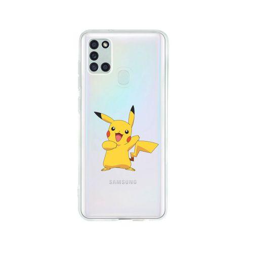 Samsung A21S Pikaçu Desenli Premium Şeffaf Silikon Kılıf