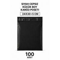 Siyah Cepsiz Küçük Boy Kargo Poşeti 24x30+5 Cm 100 Adet