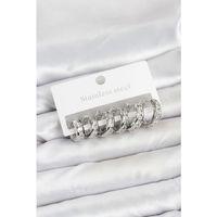 316L Çelik Gümüş Renk Su Yolu Halka Küpe Seti