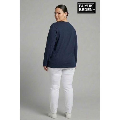 Kadın Büyük Beden 2 li Set Uzun Kollu 2 İplik Bisiklet Yaka Tişört SPR26BEA942+2