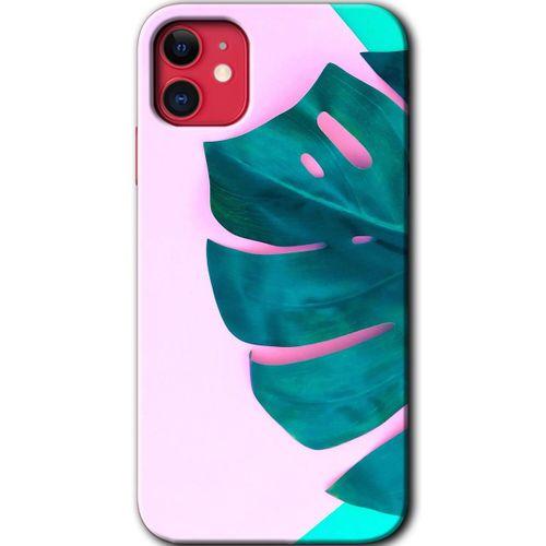 MRCİLETİSİM iPhone 11 Kılıf HD Desen Baskılı Arka Kapak + Temperli Cam - 3D Yaprak