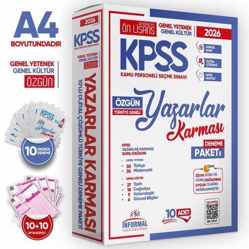 2026 KPSS ÖnLisans Yazarlar Karması GY-GK Türkiye Geneli Kurumsal 10lu Deneme Paketi Dijital Çözümlü