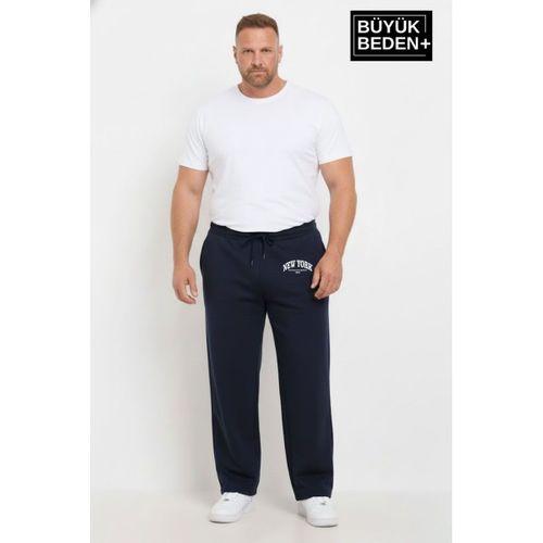 Erkek Büyük Beden New York Baskılı Rahat Kesim Paça Reçme ince Eşofman Altı SPR26EA952-5