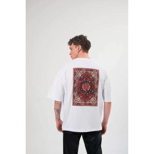Unisex Bisiklet Yaka Baskılı Oversize T-Shirt - Beyaz