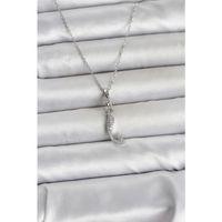 316L Çelik Zincir Gümüş Renk Zirkon Taşlı Deniz Kızı Model Kadın Kolye