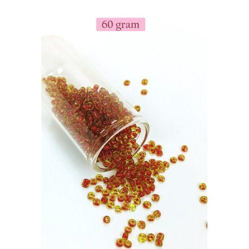 Dökme Cam Kum Boncuk (8/0) 3 mm - 60 Gram - Şeffaf Sarı Kırmızı - BNC216