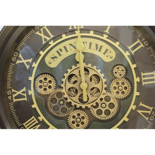 Yuvarlak Spintime Yeşiloksit Çarklı Metal Duvar Saati