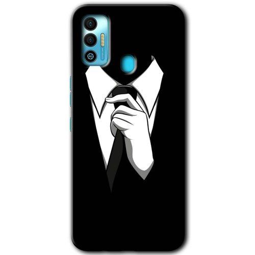 Tecno Spark 7T Kılıf HD Desen Baskılı Arka Kapak+Temperli Cam - Smokin