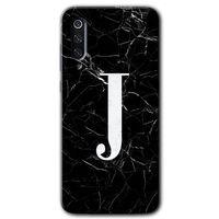 Xiaomi Mi 9 Kılıf HD Desen Baskılı Arka Kapak - Siyah Mermer Desenli J Harfi + Kırılmaz Cam