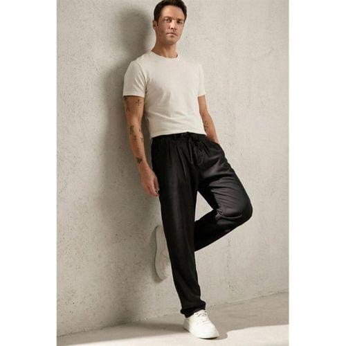 Magnus Tensel Kumaş Relaxed Fit Beli Lastikli Yazlık Erkek Pantolon - Siyah
