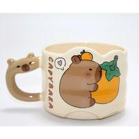 Capybara Figürlü Yayvan Formlu Porselen Kupa Bardak Alk5044