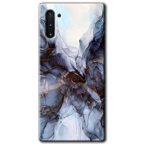 Samsung Galaxy Note 10 Kılıf HD Desen Baskılı Arka Kapak + Temperli Cam - Otantik Mermer