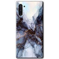 Samsung Galaxy Note 10 Kılıf HD Desen Baskılı Arka Kapak + Temperli Cam - Otantik Mermer