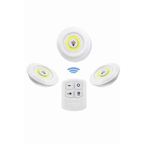 Dolap Işığı Mutfak Rafı Işığı Uzaktan Kumandalı 3 Lü Spot Led Lamba