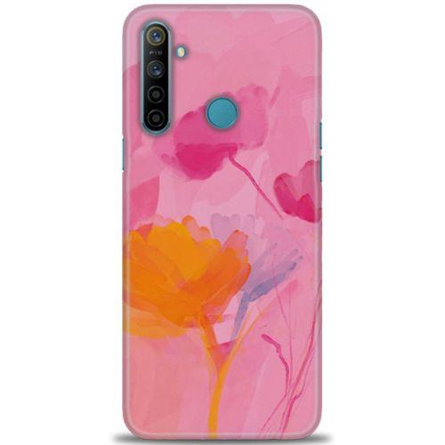 Realme 6i Kılıf HD Baskılı Kılıf - Turuncu Pembe + Tam Ekran Koruyucu