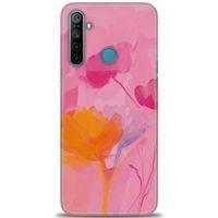 Realme 6i Kılıf HD Baskılı Kılıf - Turuncu Pembe + Tam Ekran Koruyucu