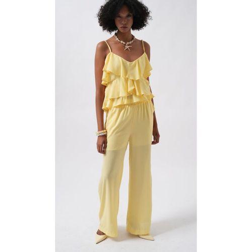 Geniş Paça Astarlı Tül Pantolon