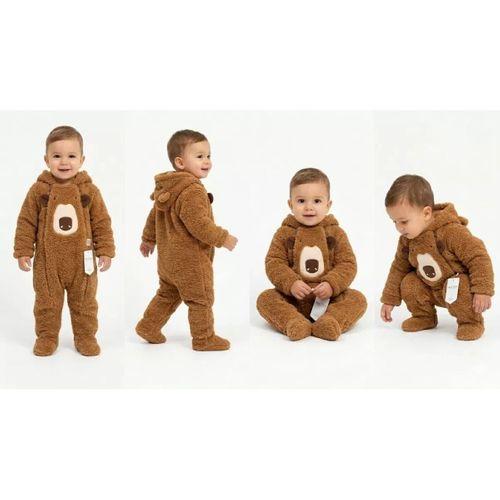 6/24 Ay Peluş Kumaş Çift Fermuarlı Bebek Tulumu