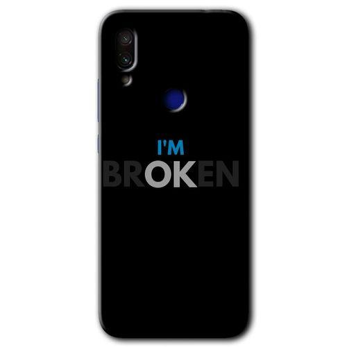 MRCİLETİSİM Xiaomi Redmi Note 7 Kılıf Baskılı Kapak - Im Broken + 5D Tam Kaplayan Cam