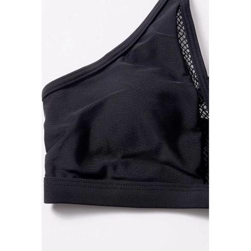 Kadın Siyah File Detaylı Özel Bikini Takımı