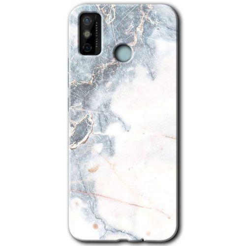 Tecno Spark 6 Go Kılıf HD Desen Baskılı Arka Kapak+Temperli Cam - White Marble