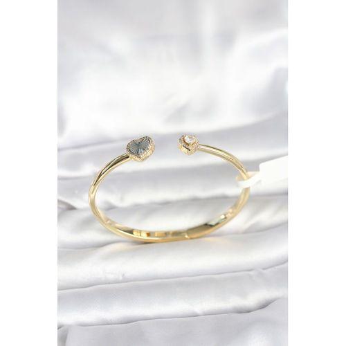 Pirinç Gold Renk Kalpli Model Kadın Kelepçe Bileklik