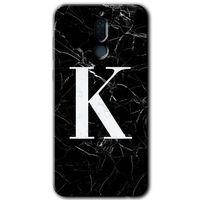 Huawei Mate 10 Lite Kılıf HD Desen Baskılı Arka Kapak - Siyah Mermer Desenli K Harfi