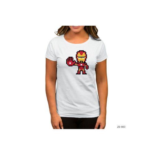 Iron Man 8bit Beyaz Kadın Tişört