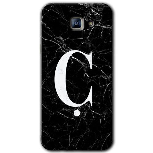 Galaxy A8 2016 Kılıf HD Desen Baskılı Arka Kapak - Siyah Mermer Desenli Ç Harfi + Kırılmaz Cam