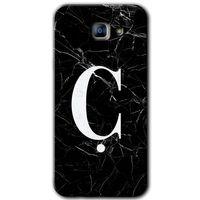 Galaxy A8 2016 Kılıf HD Desen Baskılı Arka Kapak - Siyah Mermer Desenli Ç Harfi + Kırılmaz Cam