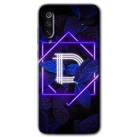 MRCİLETİSİM Xiaomi Mi 9 Kılıf HD Desen Baskılı Arka Kapak+Temperli Cam - Dark Neon Yaprak D Harfi