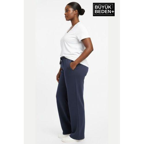 Kadın Büyük Beden Rahat Kesim Paça Reçmeli İnce Eşofman Altı SPR26EAK952