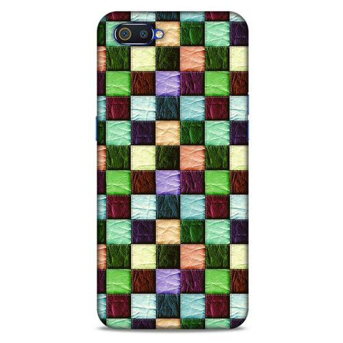 Oppo Realme C2 Kılıf Patchwork (6) Silikon Kılıf Su Yeşili